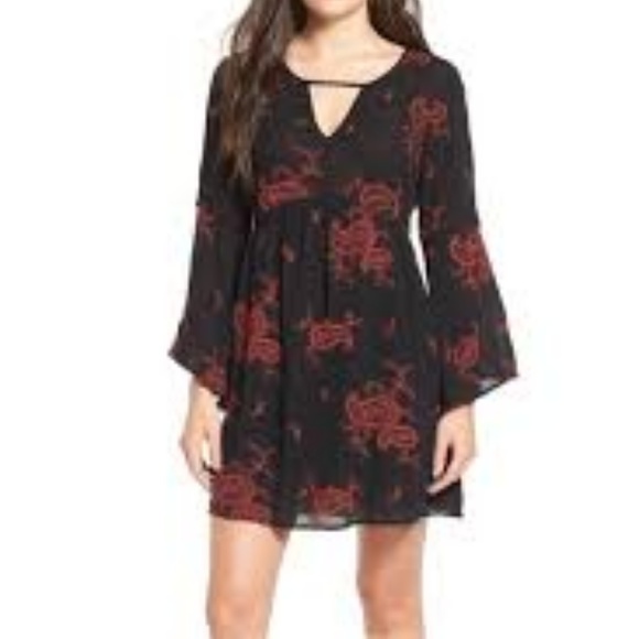 WAY IN Dresses & Skirts - WAY IN Black & Wine Embroidery Boho Dress   Sz 2